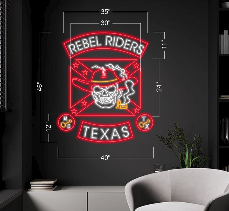 REBEL RIDERS TEXAS| LED Neon Sign