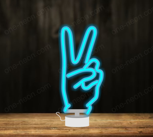 Peace Hand - Tabletop LED Neon Sign