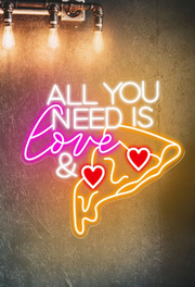 All You Need Is Love Pizza - Feed Me Pizza And Tell Me I'm Pretty - Pizza Slice | LED Neon Sign