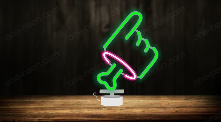 Zombie Hand Finger Up - Tabletop LED Neon Sign