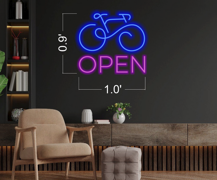 DOM FIXES BIKES & Bike OPEN | LED Neon Sign