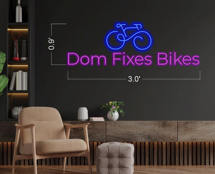DOM FIXES BIKES & Bike OPEN | LED Neon Sign