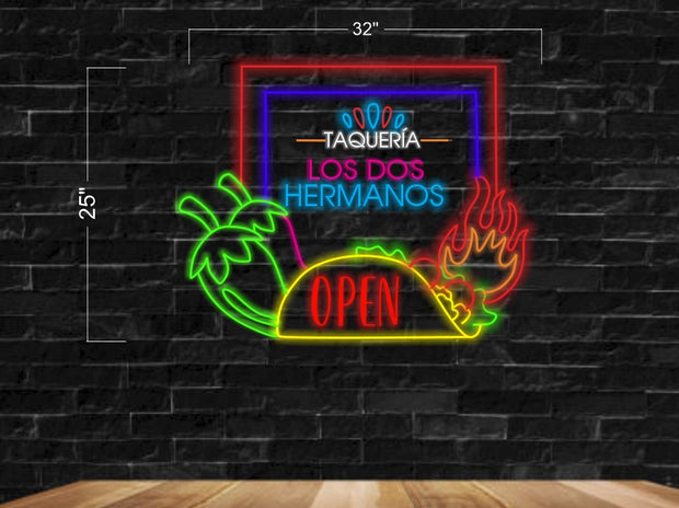 TAQUERIA LOS DOS HERMANOS | LED Neon Sign
