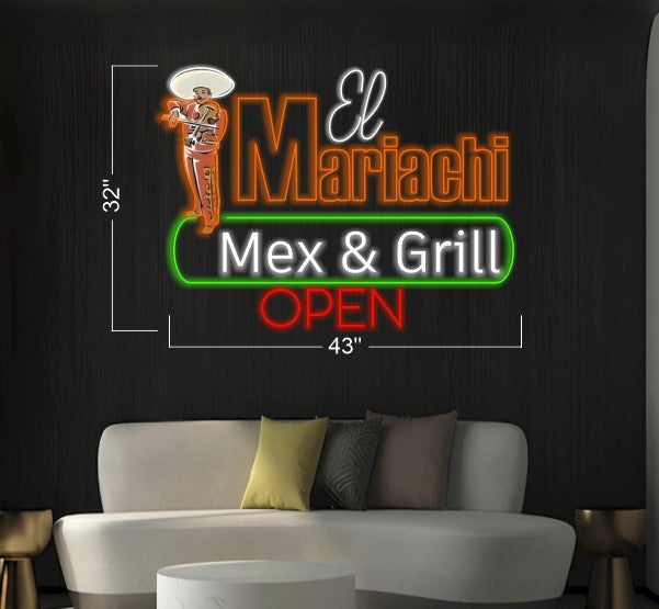 El Mariachi Mex & Grill Open | LED Neon Sign