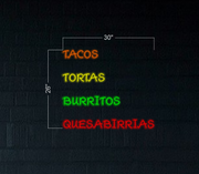 DONITAS TACOS LOGO + TACOS TORTAS BURRITOS QUESABIRRIAS + MENUDO POZOLE BIRRIA SOPES | LED Neon Sign (Outside)