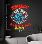 Bulldog sales & repairs Open | LED Neon Sign