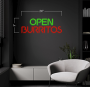 Open tacos & open burritos | LED Neon Sign