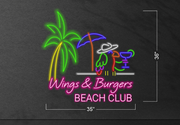 Wings & Burgers beach club (2 sets) | LED Neon Sign