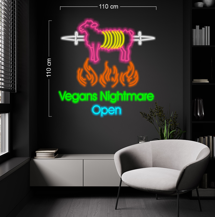 Vegans Nightmare Open | LED Neon Sign