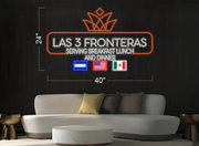 Las 3 Fronteras serving breakfast lunch and dinner | LED Neon Sign