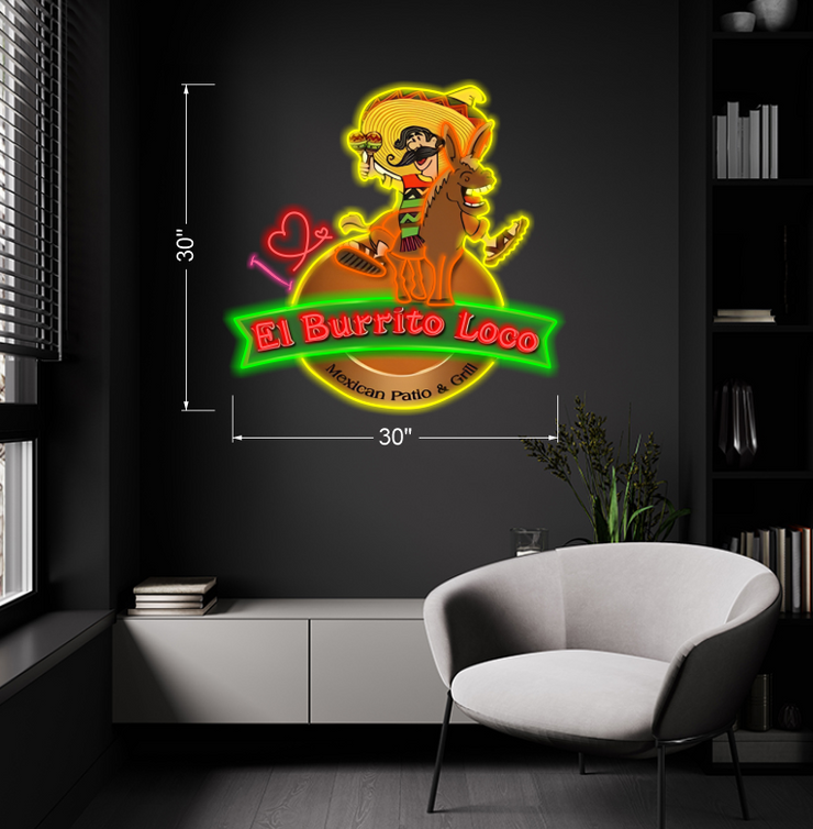 I love El Burrito Loco| LED Neon Sign