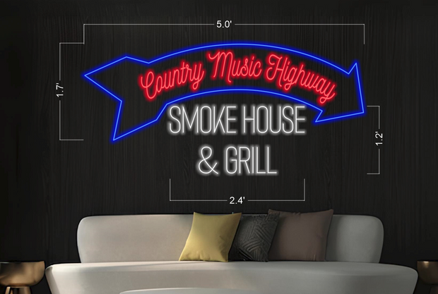 Country Music Highway Smoke House & Grill LOGO_H529 | LED Neon Sign