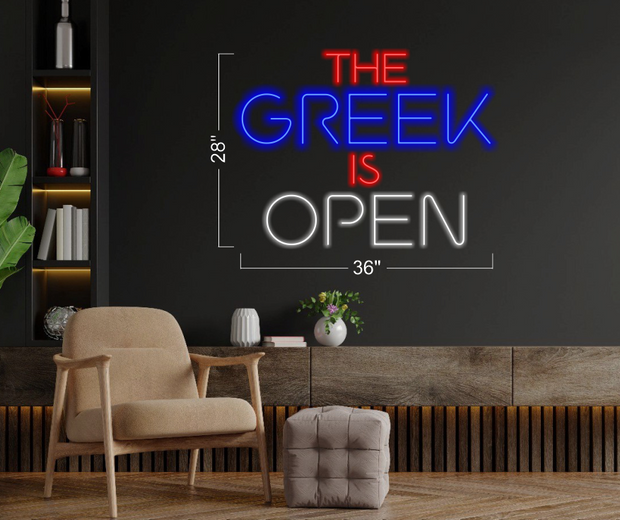 BEST GYROS AROUND - THE GREEK IS OPEN - HOT DOGS BEST IN TOWN | LED Neon Sign