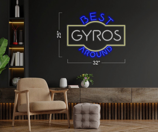 BEST GYROS AROUND - THE GREEK IS OPEN - HOT DOGS BEST IN TOWN | LED Neon Sign