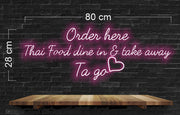 We Are Open + Order Here Thai Food  | LED Neon Sign