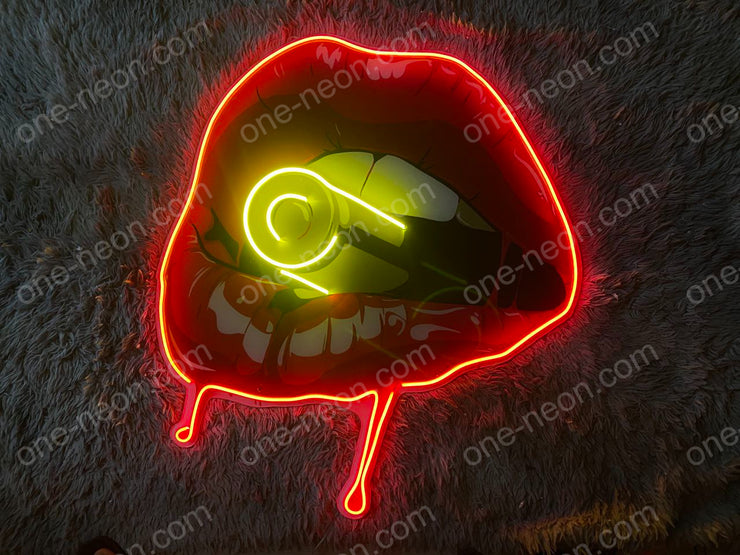 Lips With Bullet | LED Neon Sign