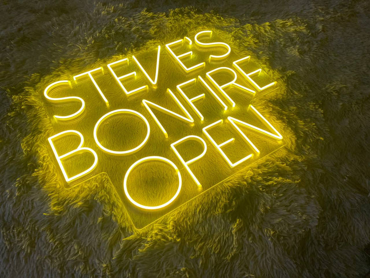 Steve's Bonfire Open | LED Neon Sign