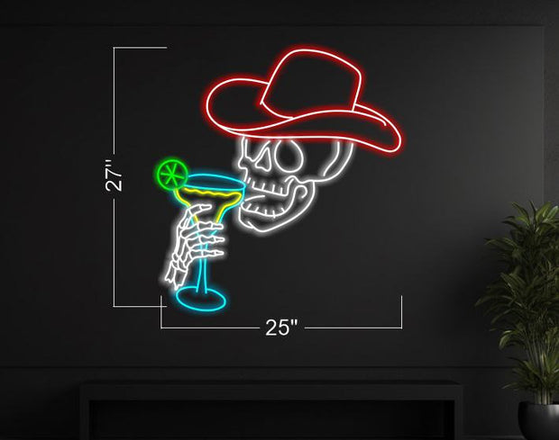 Mas Tequila + Mexican food open + Skull | LED Neon Sign