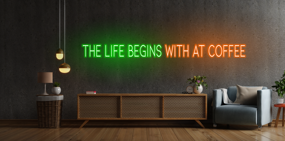 The life begins with at coffee | LED Neon Sign