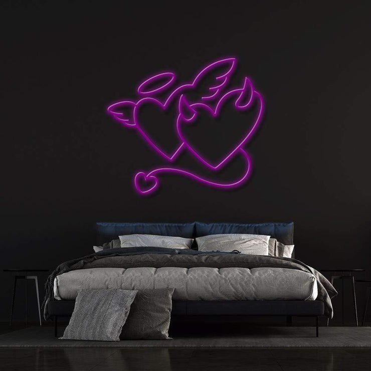 Angel and Devil Hearts | LED Neon Sign