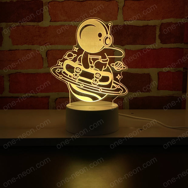 Skateboard Astronaut - 3D Illusion Night Light Desk Lamp