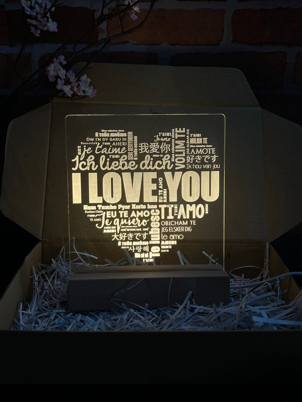I Love You - 3D Illusion Night Light Desk Lamp