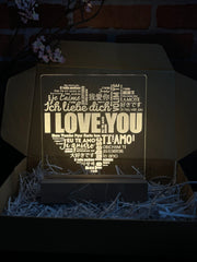 I Love You - 3D Illusion Night Light Desk Lamp