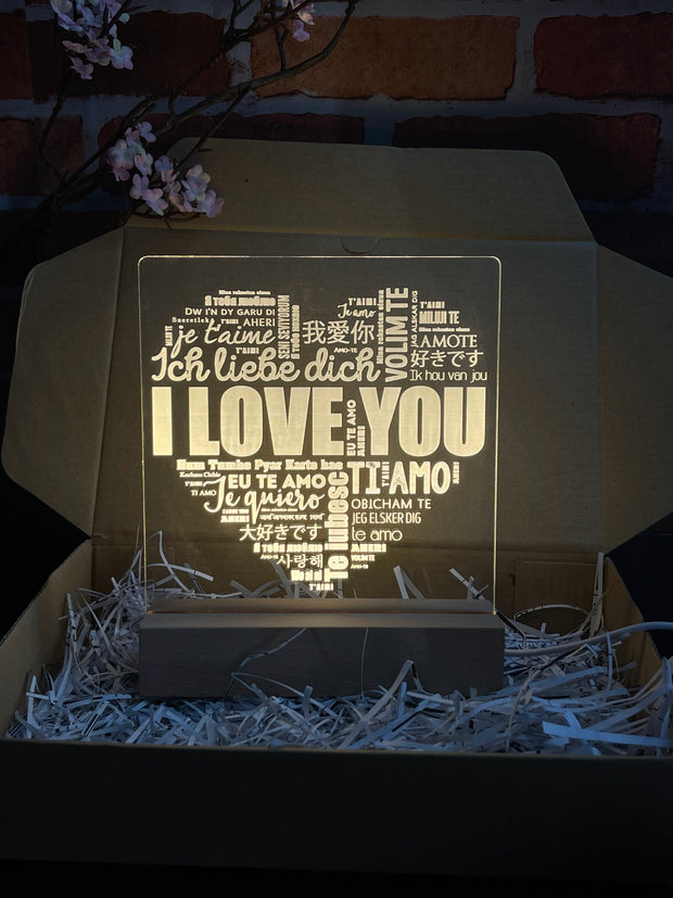 I Love You - 3D Illusion Night Light Desk Lamp