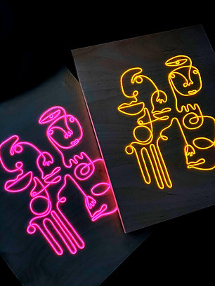 Abstract Faces Neon Sign | El Wire Signs Wall Art