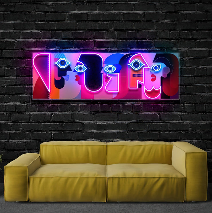 Five faces | Neon Acrylic Artwork