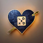 Custom Wood Cut Heart With Arrow And Initials | Edge Lit Acrylic Signs