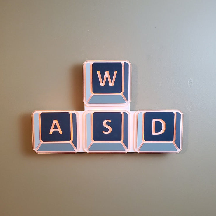 WASD keys | Edge Lit Acrylic Signs