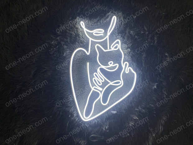 Cat Mom Line Art | LED Neon Sign