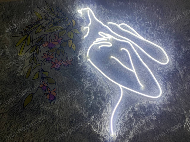 Line Art Woman With Flowers | LED Neon Sign