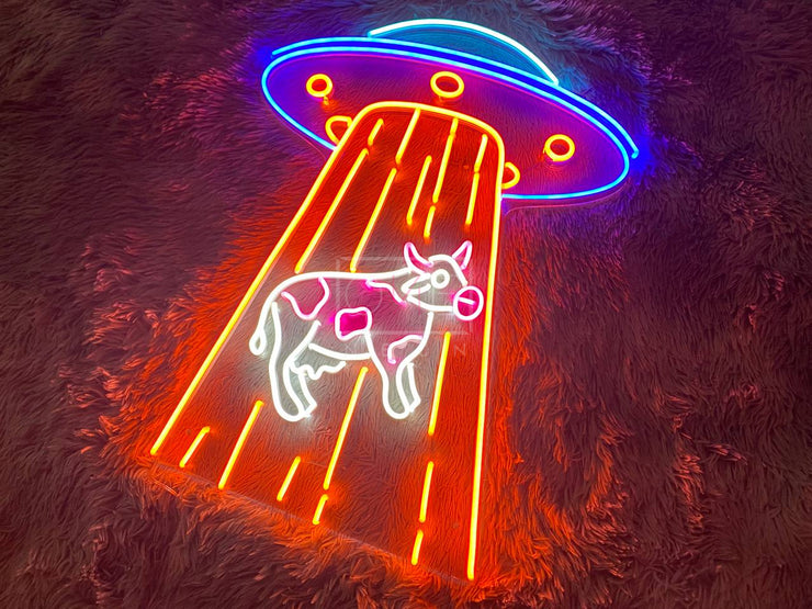 UFO Kidnapping Cow | LED Neon Sign