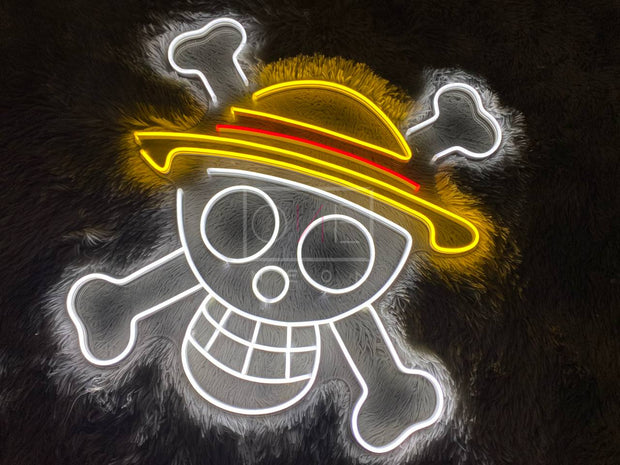 One Piece Anime Neon Signs Japanese Anime Luffy Skull Head Flexible Night  Light Sign Indoor Home Kids Teen Bedroom Wall Art Decor for Bar Club Party