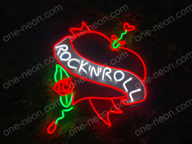 Rock N Roll Heart  | LED Neon Sign
