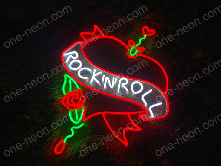 Rock N Roll Heart  | LED Neon Sign