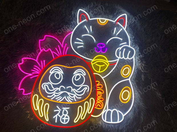 Daruma Manekineko | LED Neon Sign