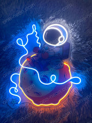 Astronaut Fishing | Neon Acrylic Artwork