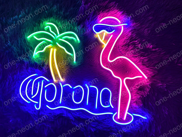 Corona Flamingo Palm Tree | LED Neon Sign