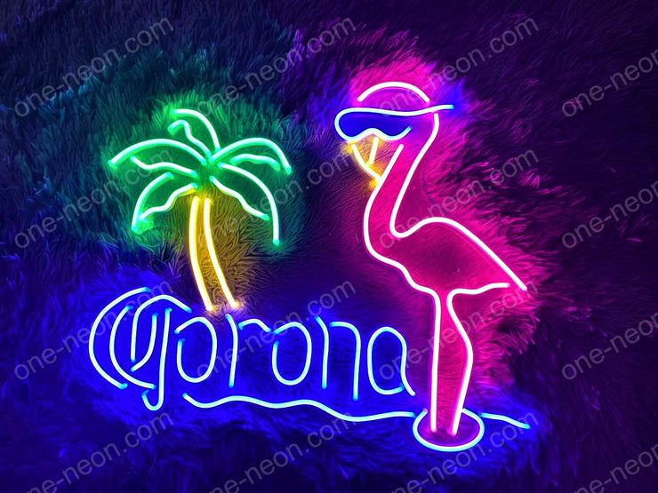 Corona Flamingo Palm Tree | LED Neon Sign