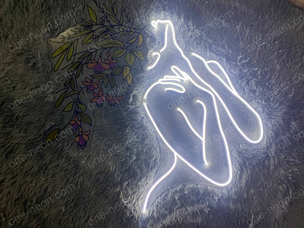 Line Art Woman With Flowers | LED Neon Sign