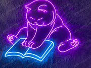 Cat Reading Book | LED Neon Sign