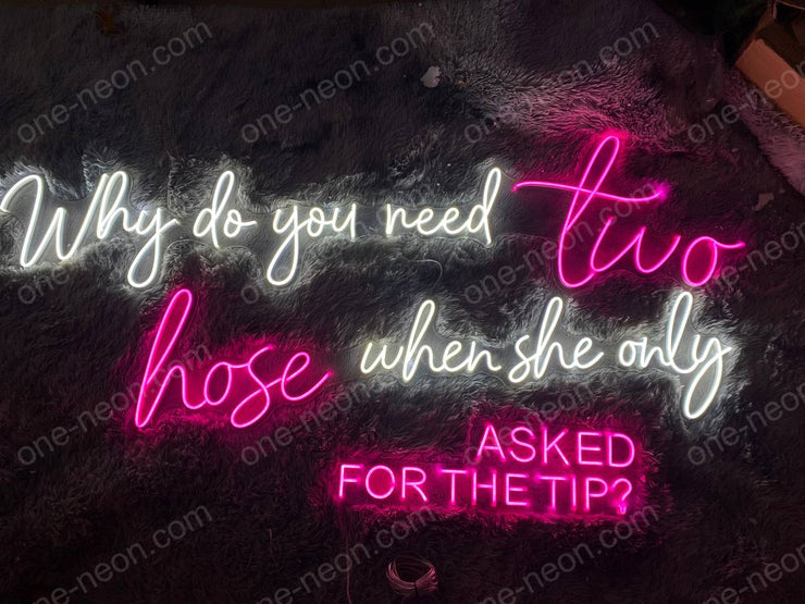 Why Do You Need Two Hose When She Only Asked For The Tip | LED Neon Sign