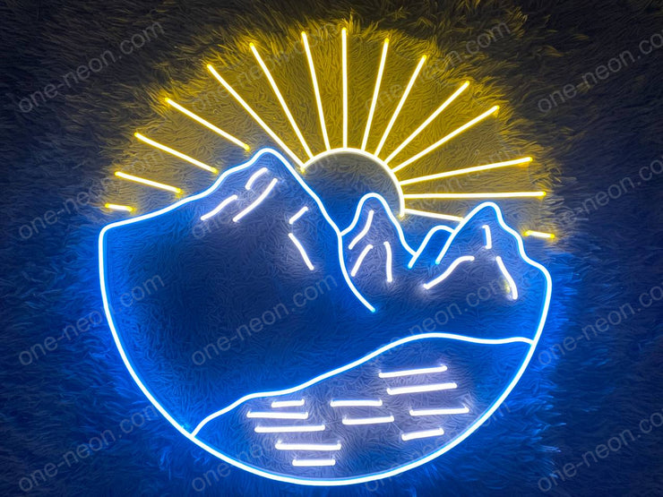 Mountains With Sunset | LED Neon Sign