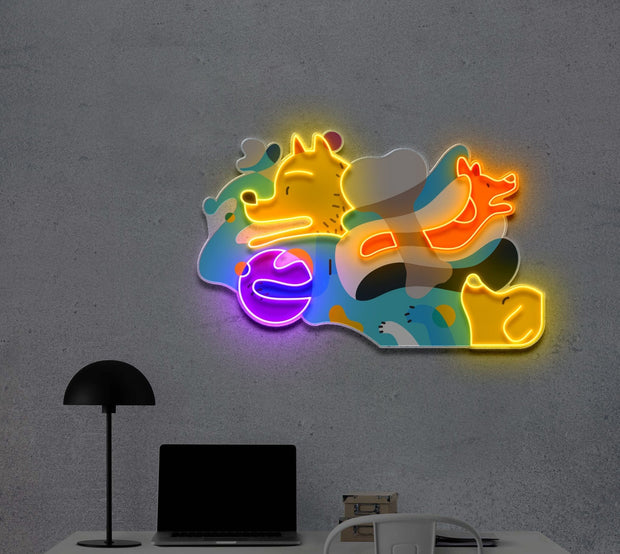 Picasso Puppies | Neon Acrylic Art Work