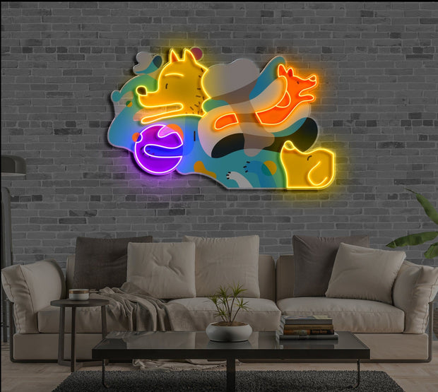 Picasso Puppies | Neon Acrylic Art Work