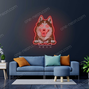 Husky Peeking  | LED Neon Sign