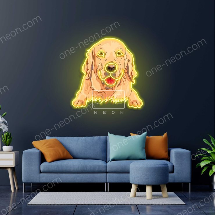 Golden Retriever Peeking | LED Neon Sign